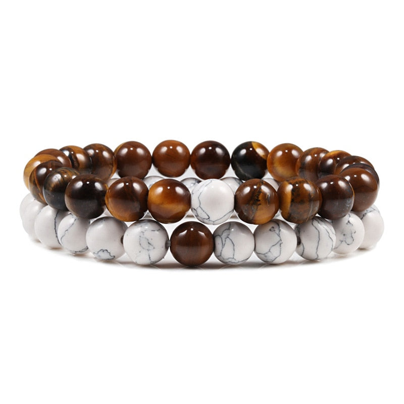 Natural Lava Stone Tiger Eye Beaded Yoga Bracelets