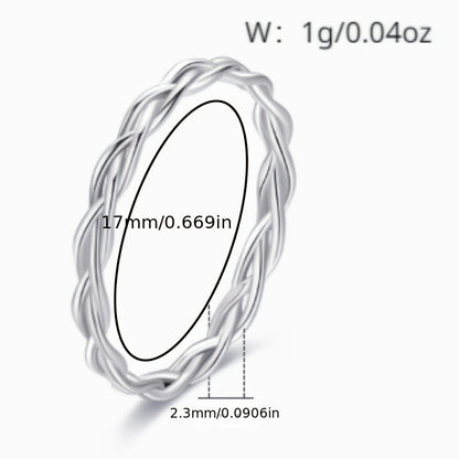 925 Sterling Silver Ring Cute Braiding Design Match